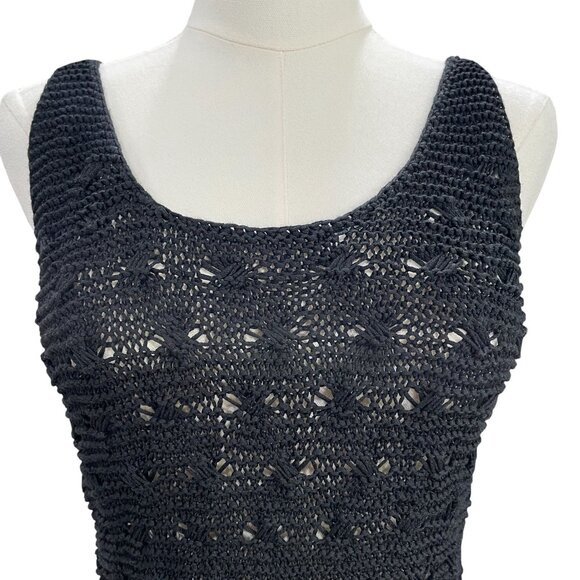 Sigrid Olsen Silk Hand Knit Tank Top Medium Boho Cottagecore Artsy Black - Picture 7 of 9